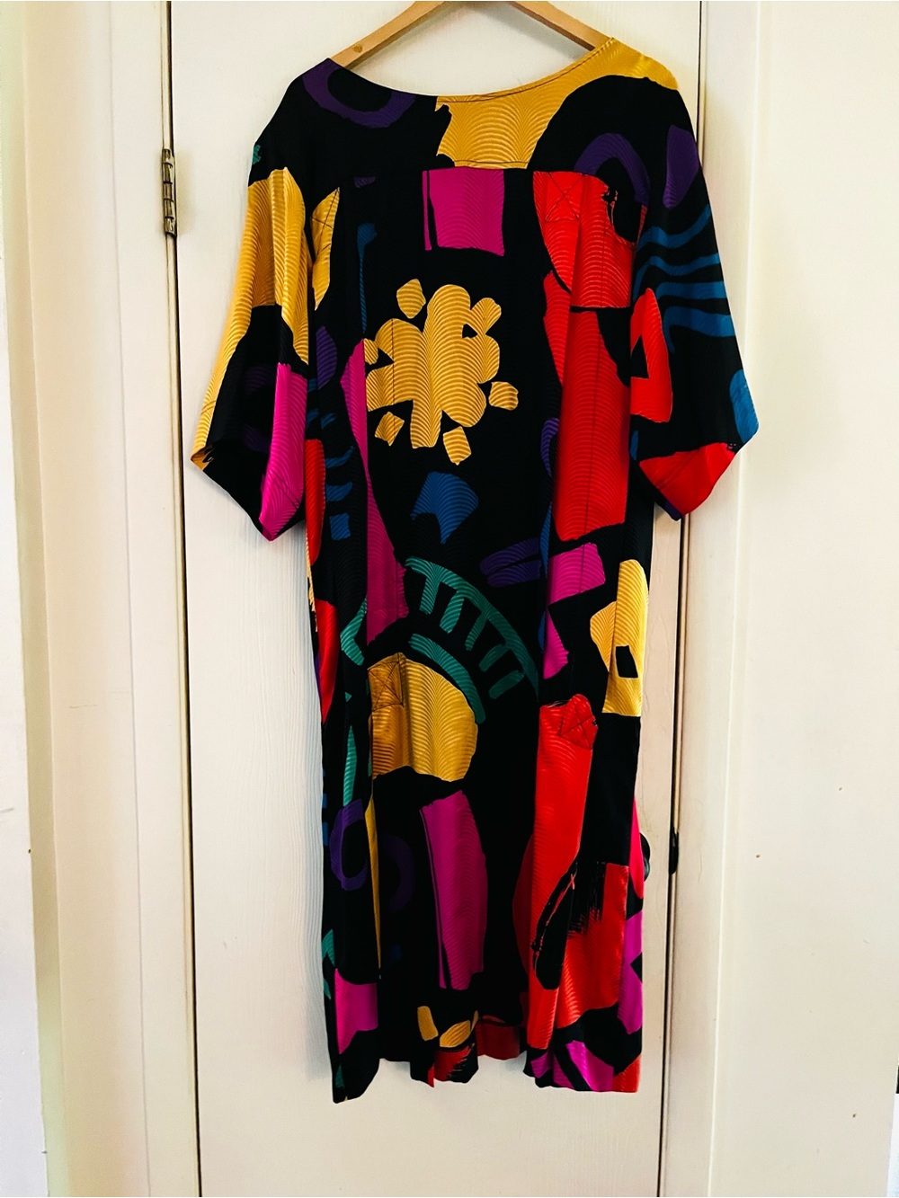 VTG Silk Abstract Avant Garde 20s Style Sheath Boho Hong Kong Dress 8